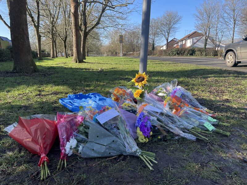 Flowers left near the scene of the fatal crash in Pitsea, Essex