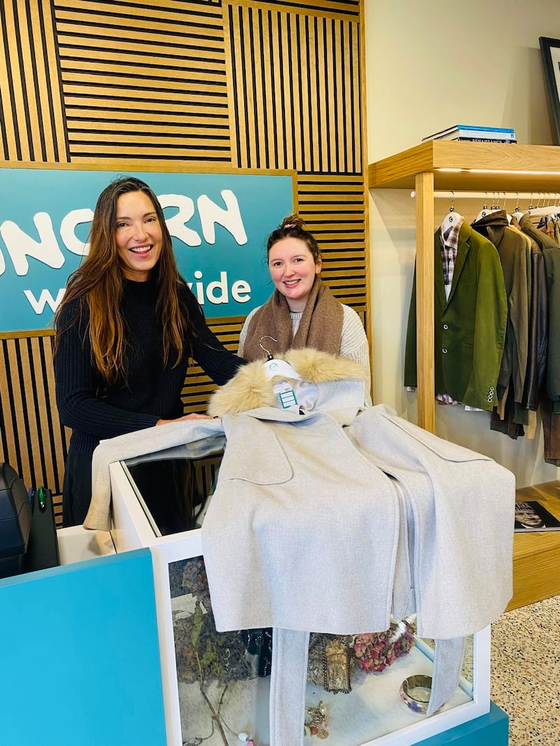 Lisburn Road Shop Manager Jane Hodgers with Lucy Marr, who made the first purchase at the new Concrern Worldwide Boutique