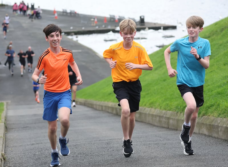 Runners take part in the 20th anniversary parkrun at the Waterworks in  Belfast on Saturday  with hundreds taking part on Saturday.
PICTURE COLM LENAGHAN