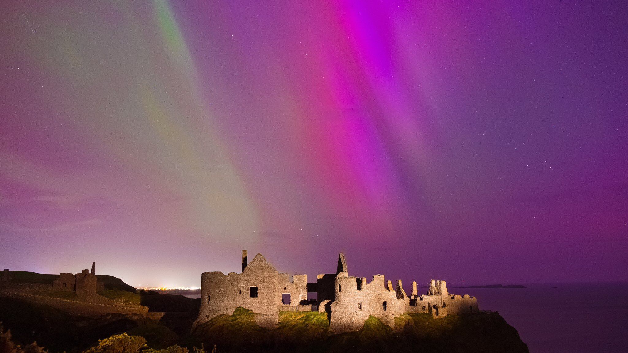 The Northern Lights over Dunluce Castle. PICTURE: SHARON CAUTRIZ