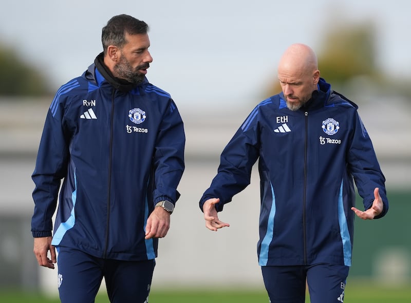 Ruud van Nistelrooy, left, has been put in interim charge after Ten Hag’s exit