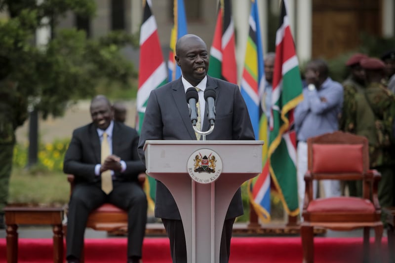 Kenya’s deputy president Rigathi Gachagua addresses the media in Nairobi, Kenya (Brian Inganga/AP)