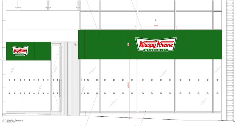 Drawings submitted to Belfast City Council as part of Krispy Kreme's application to erect new signage at the Victoria Square shopping centre.