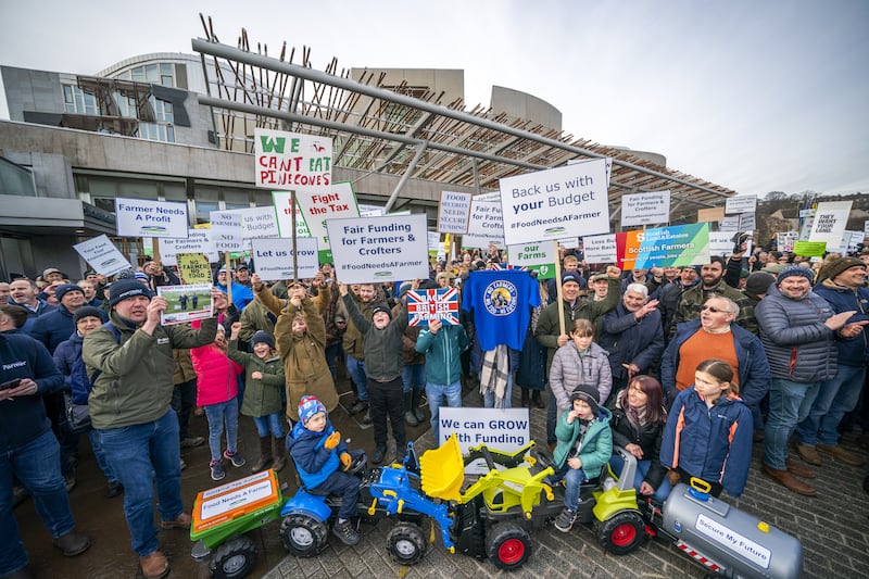 Farmers and crofters rallied outside Holyrood on Thursday