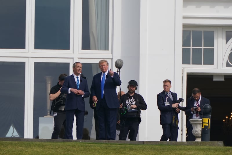 Former US president Donald Trump alongside Nigel Farage