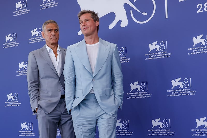 George Clooney (left) and Brad Pitt at the Venice Film Festival