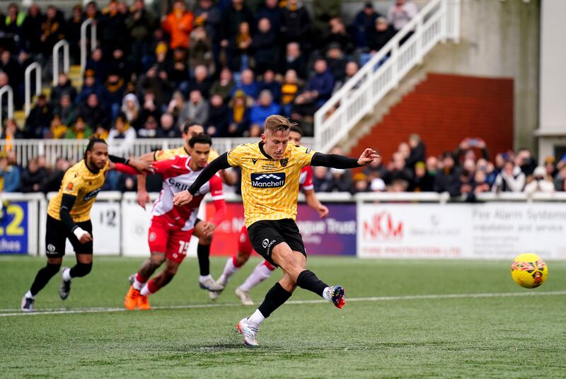 Sam Corne saw off Stevenage with this penalty