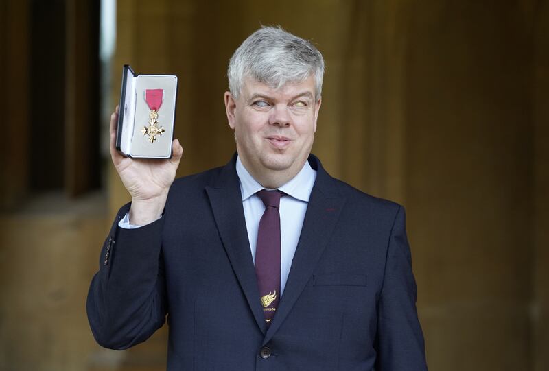 David Clarke, chief executive of the British Paralympic Association, after being made an Officer of the Order of the British Empire (OBE) for services to Paralympic Sport, by the Princess Royal .