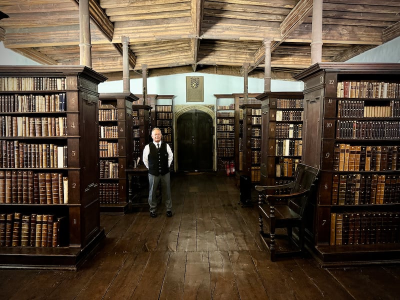 Dean Allen, 70, ticked off a ‘bucket-list wish’ by spending the day as a porter at Jesus College, Cambridge.