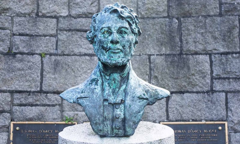 A bust of Thomas D’Arcy McGee at his memorial in Carlingford