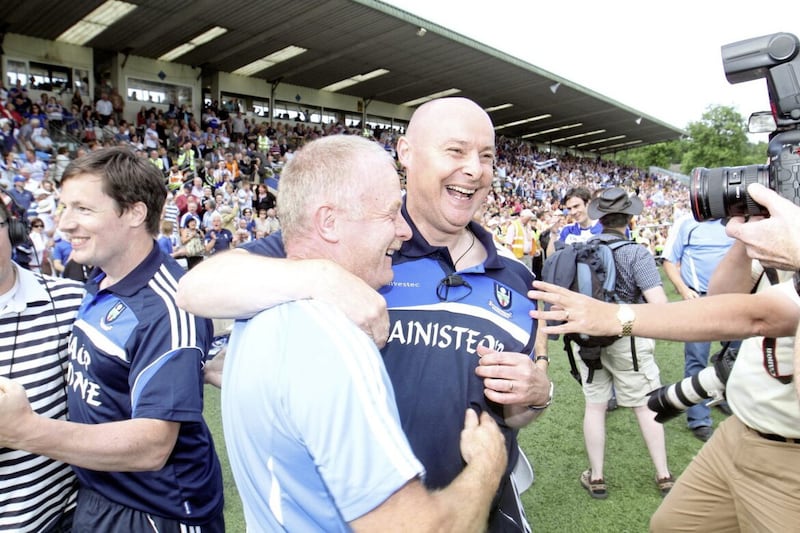 Former Monaghan boss Malachy O&#39;Rourke celebrates the 2013 Ulster title 