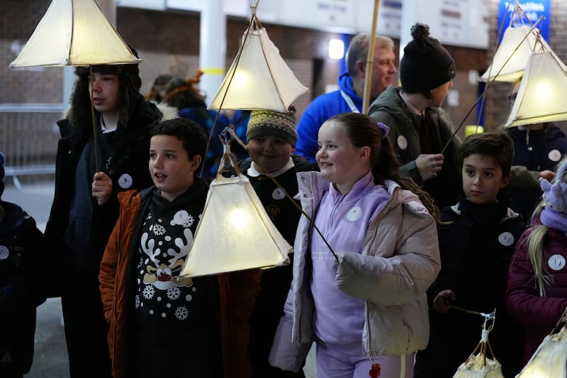 Children walked with lanterns to the Spellow Community Hub and Library on Wednesday night