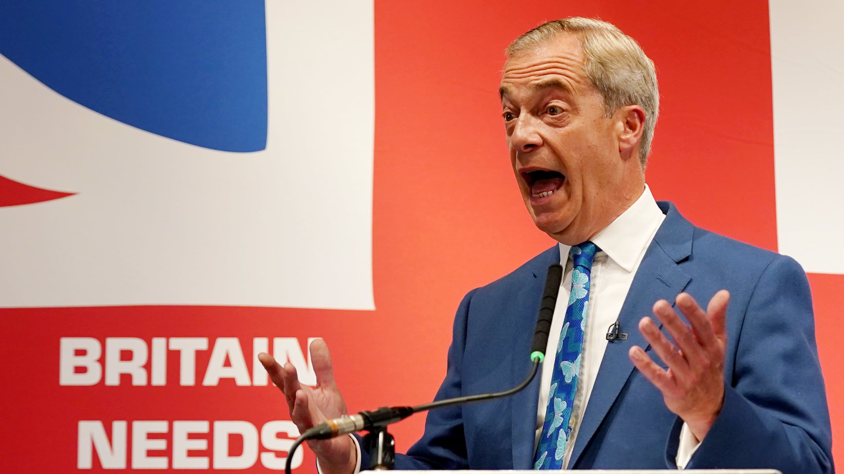 Nigel Farage during a press conference to announce that he will become the new leader of Reform UK