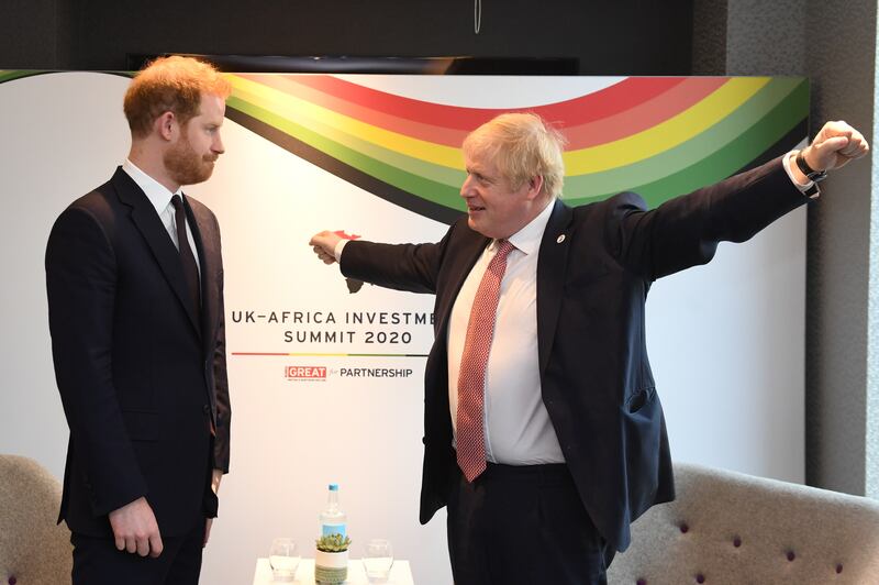 The Duke of Sussex (left) with Boris Johnson at the the UK-Africa Investment Summit