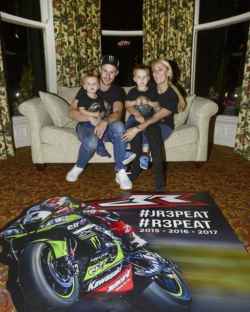 World Superbike Champion Jonathan Rea with wife Tatiana and sons Jake and Tyler 