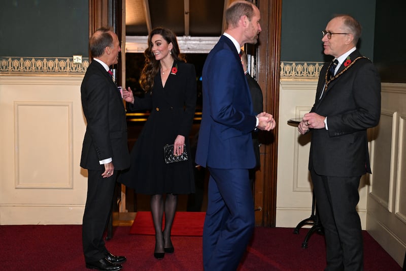 The Prince and Princess of Wales arriving to attend the annual Royal British Legion Festival of Remembrance at the Royal Albert Hall in London