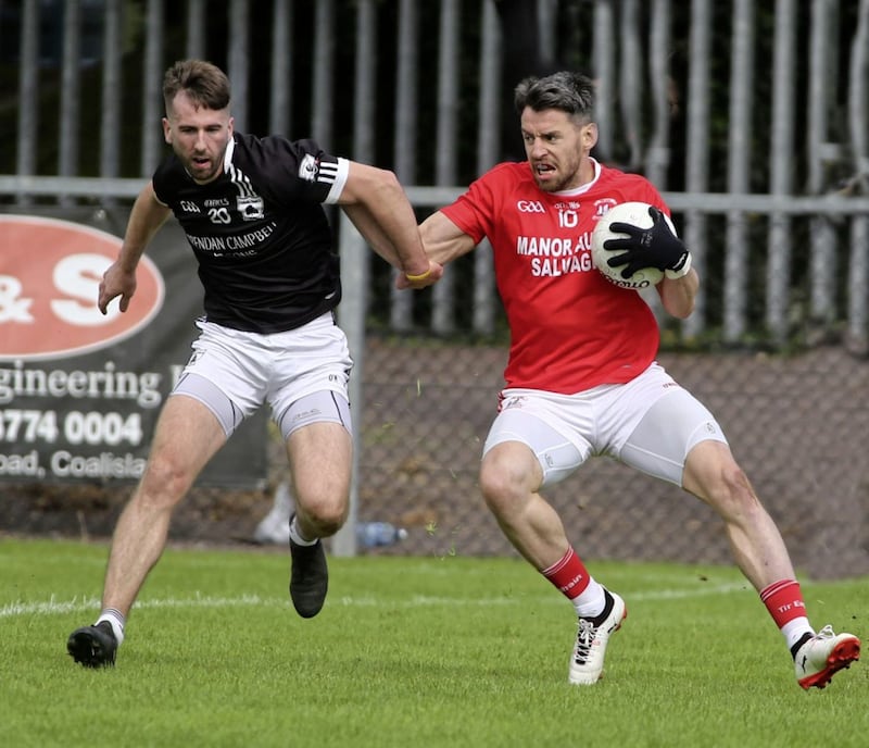 Tyrone captain Mattie Donnelly returned for Trillick at the weekend following a long lay-off. Picture by Seamus Loughran 