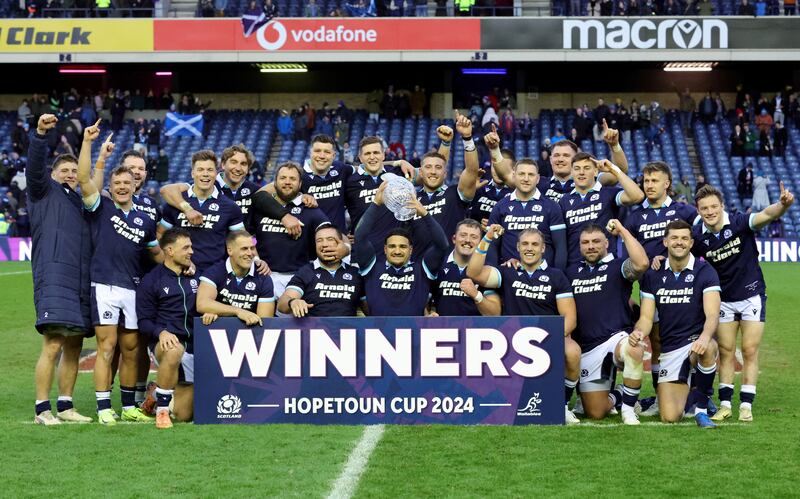 Scotland celebrate their victory over Australia on Sunday