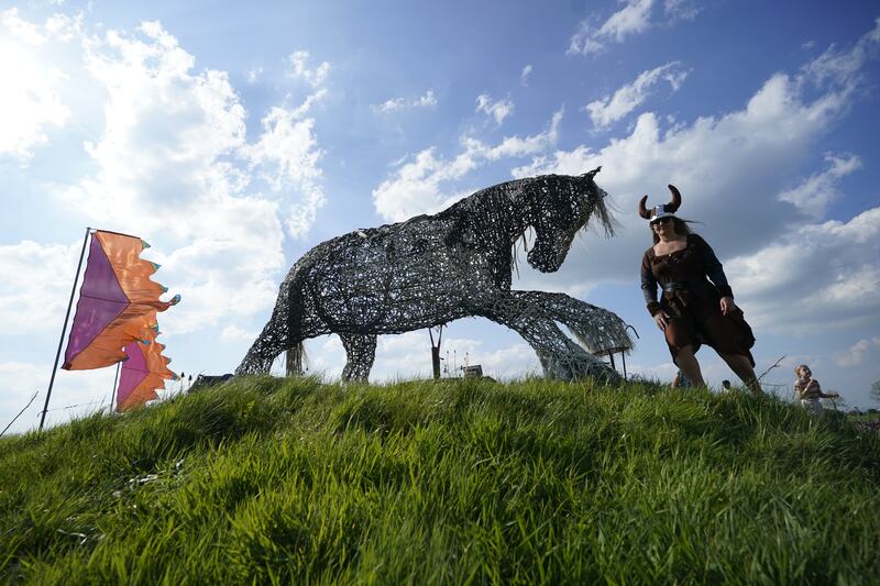 A horse sculpture on display as part of the Bealtaine Fire Festival