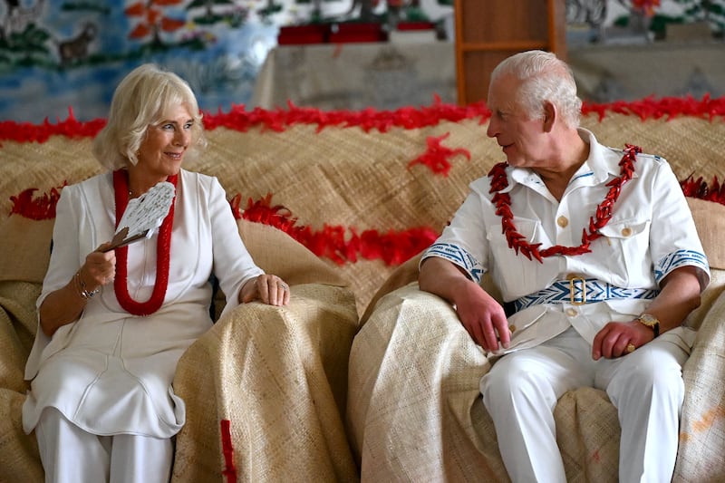 The King and Queen during a traditional ceremonial welcome in Samoa