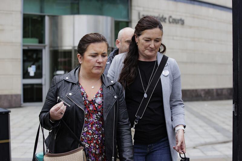 Mary Crossan (left) and Joan Hunter, sisters of murdered Belfast journalist Lyra McKee at an earlier hearing at Belfast Crown Court