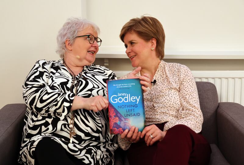 Janey Godley, left, became more widely known for her parodies of Nicola Sturgeon during the pandemic