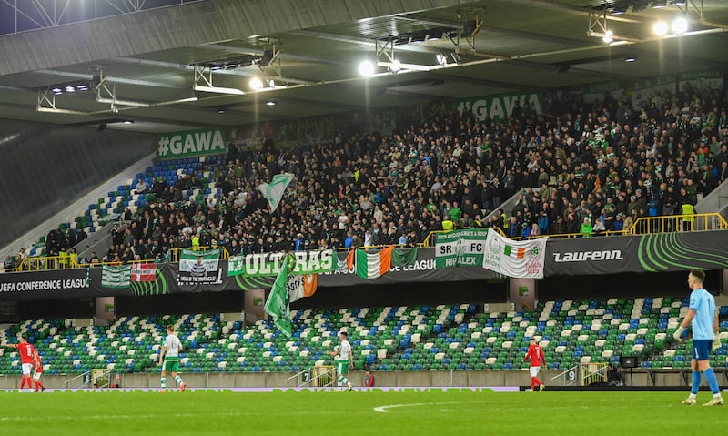 Shamrock Rovers fans made their voices heard at this evening’s game in Belfast