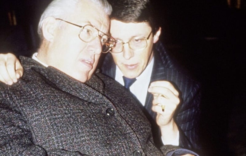Peter Robinson pictured with DUP founder and his predecessor as party leader, Ian Paisley, in 1996. Picture by Pacemaker