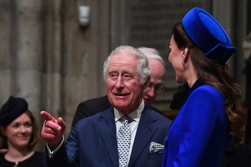 The King with the Princess of Wales, both of whom have been treated for cancer