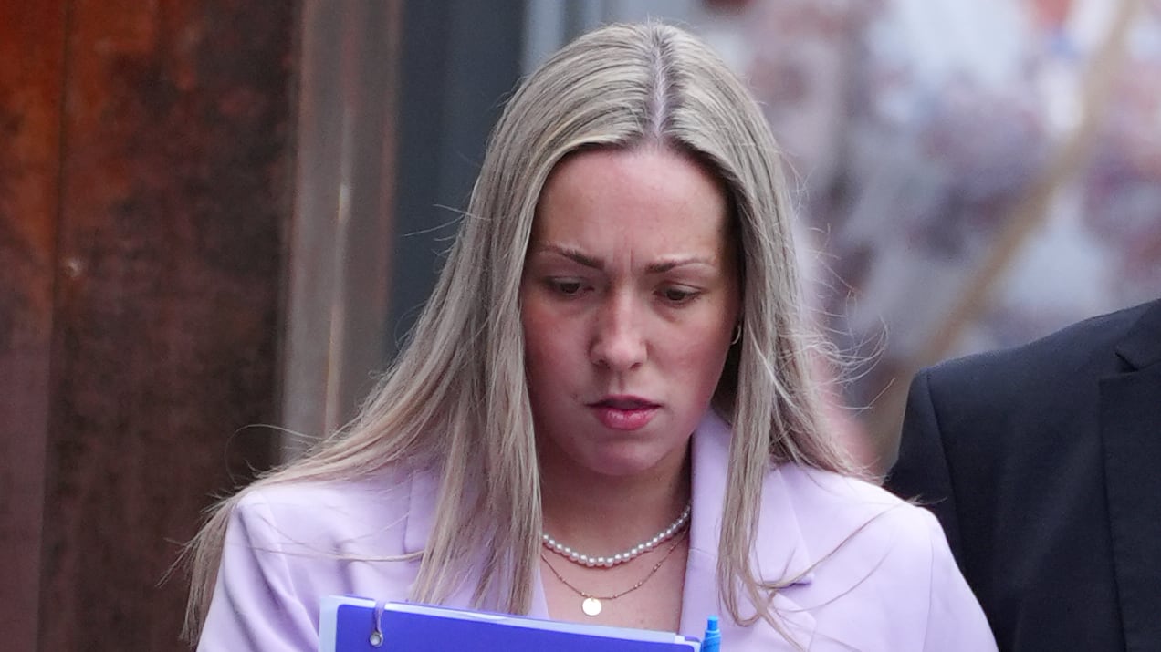 School teacher Rebecca Joynes arrives at Manchester Crown Court, during her trial in May.