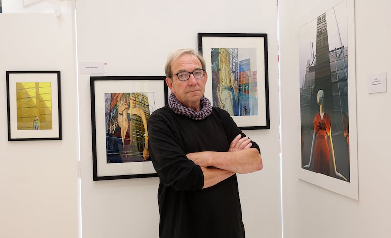 Photographer Dermot Blackburn at his exhibition of the Primark fire on display at 2 Royal Avenue in Belfast.
PICTURE COLM LENAGHAN