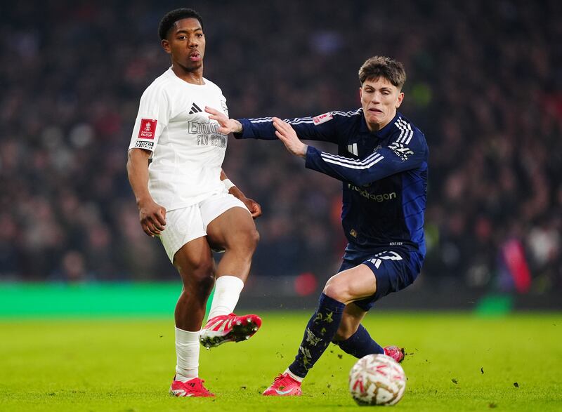 Alejandro Garnacho, right, made his first start in more than a month in United’s FA Cup tie away to Arsenal