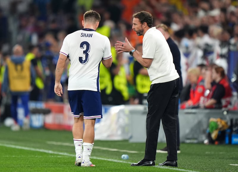 England manager Gareth Southgate (right) brought Shaw on during the Euro 2024 semi-final