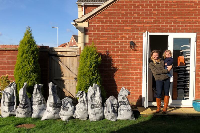 Lauren and Isabella with parcels