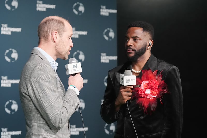 The prince being interviewed as he arrives for the Earthshot Prize Awards on Wednesday