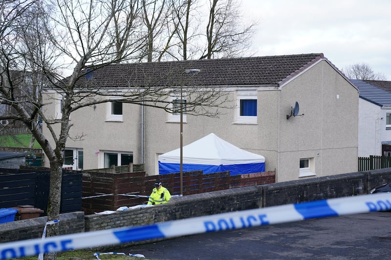 A forensic tent could be seen outside the house