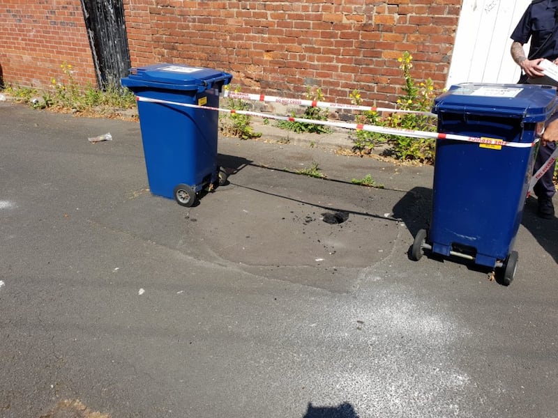 Bins cordon off the area