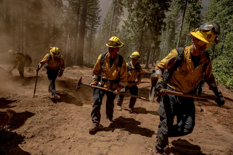 Firefighters near Chico, California (Stephen Lam/San Francisco Chronicle/AP)