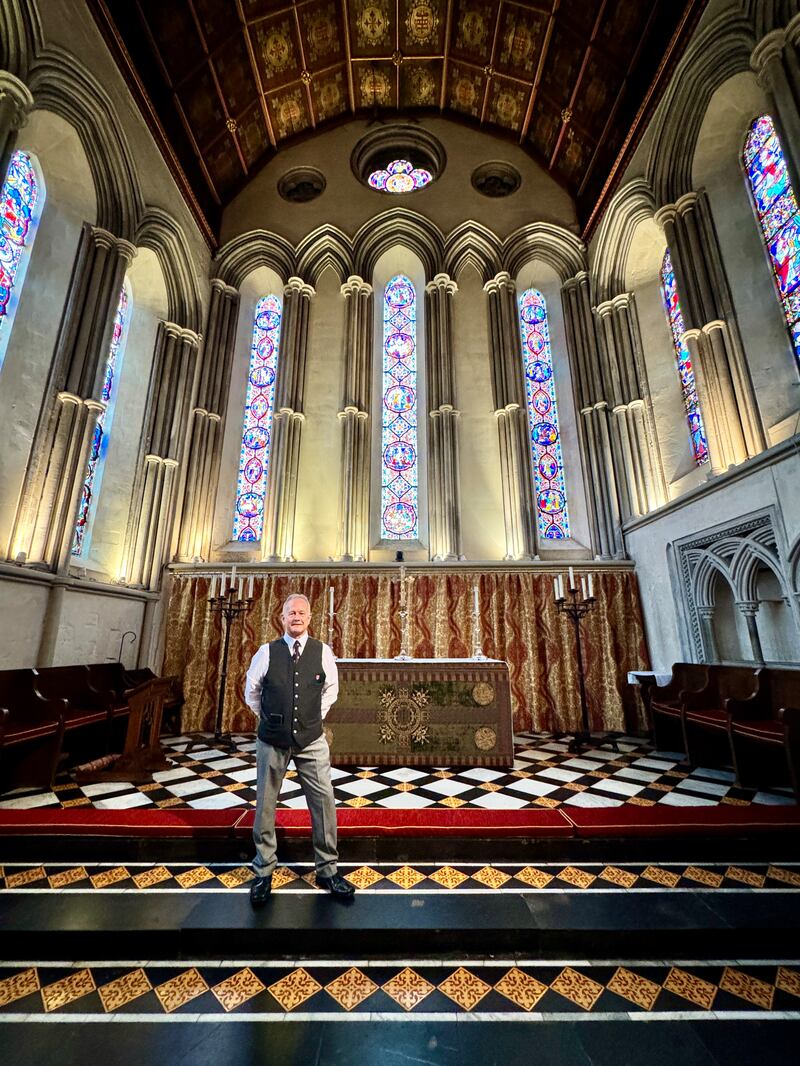 Dean Allen, 70, ticked off a ‘bucket-list wish’ by spending the day as a porter at Jesus College, Cambridge.