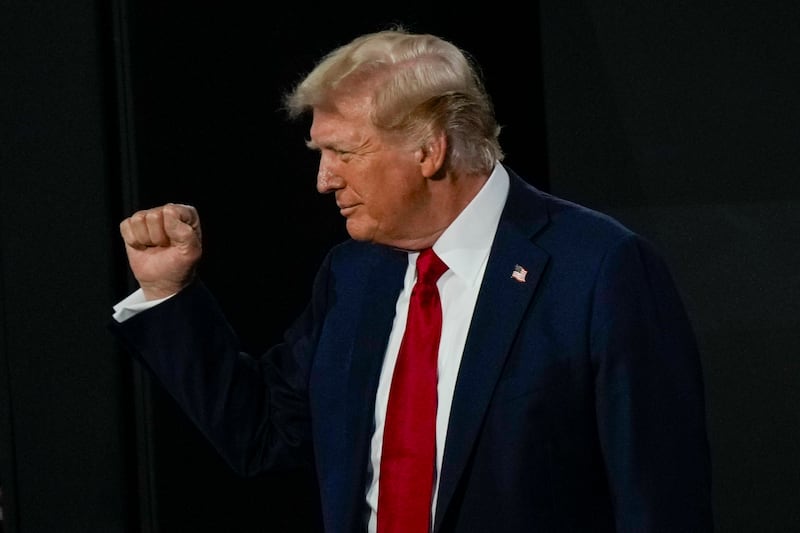 Republican presidential candidate Donald Trump acknowledges the crowd during the Republican National Convention on Thursday (Matt Rourke/AP)