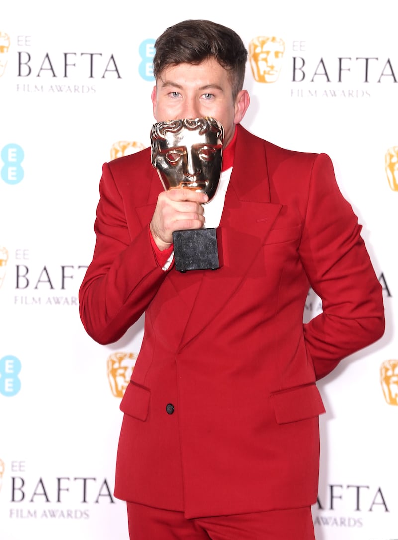 Barry Keoghan with the award for best supporting actor for The Banshees Of Inisherin in 2023