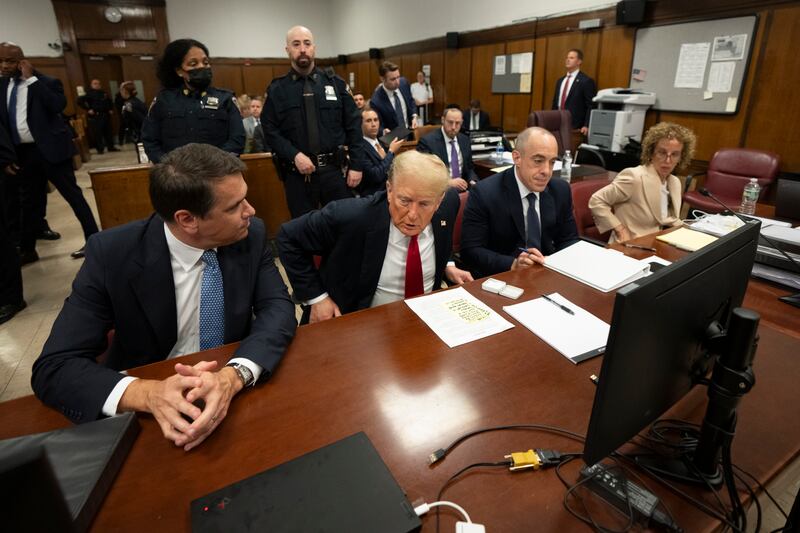 Former US president Donald Trump attends his trial at Manhattan Criminal Court in New York (Steven Hirsch/New York Post via AP, Pool)