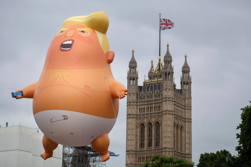 A Baby Trump balloon in Parliament Square