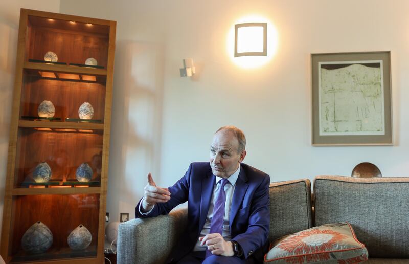 Tanaiste Micheál Martin speaks to The Irish News in Belfast.
PICTURE COLM LENAGHAN