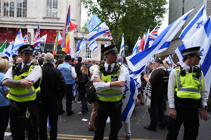 A pro-Israeli demonstration in central London .