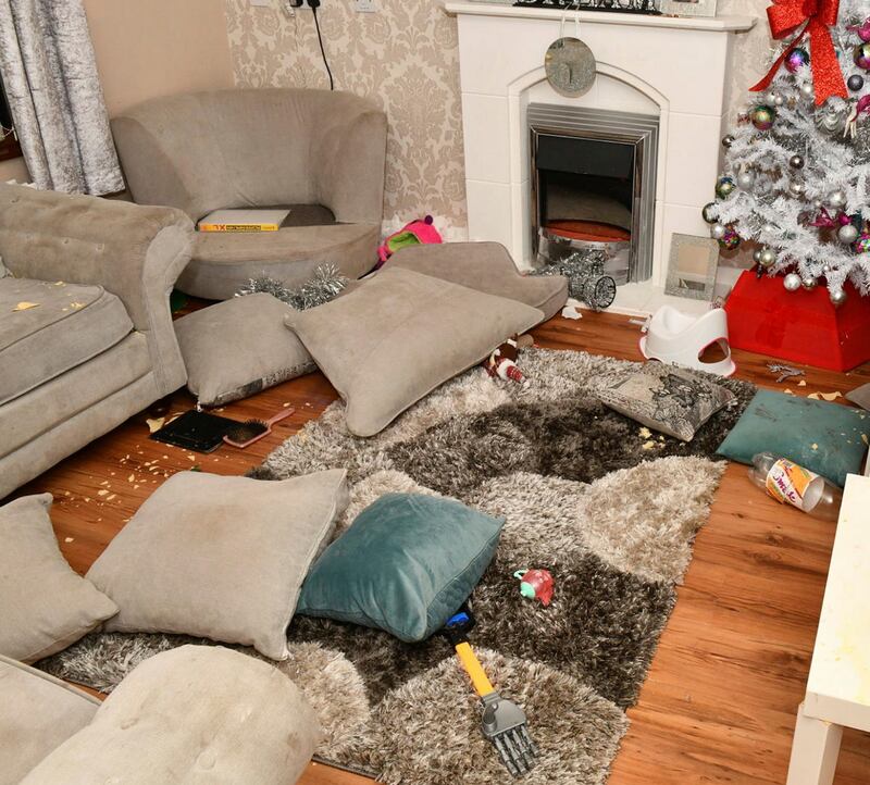 A picture from inside Ms Morgan's Harcourt Drive home following her murder. PICTURE: PSNI