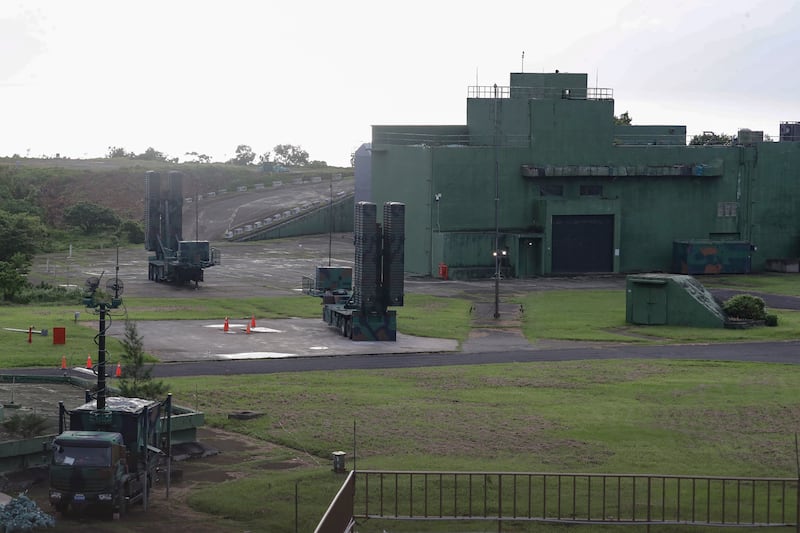 The live-fire drills took place at the Jiupeng Military Base in a remote area in Pingtung County, southern Taiwan (Chiang Ying-ying/AP)