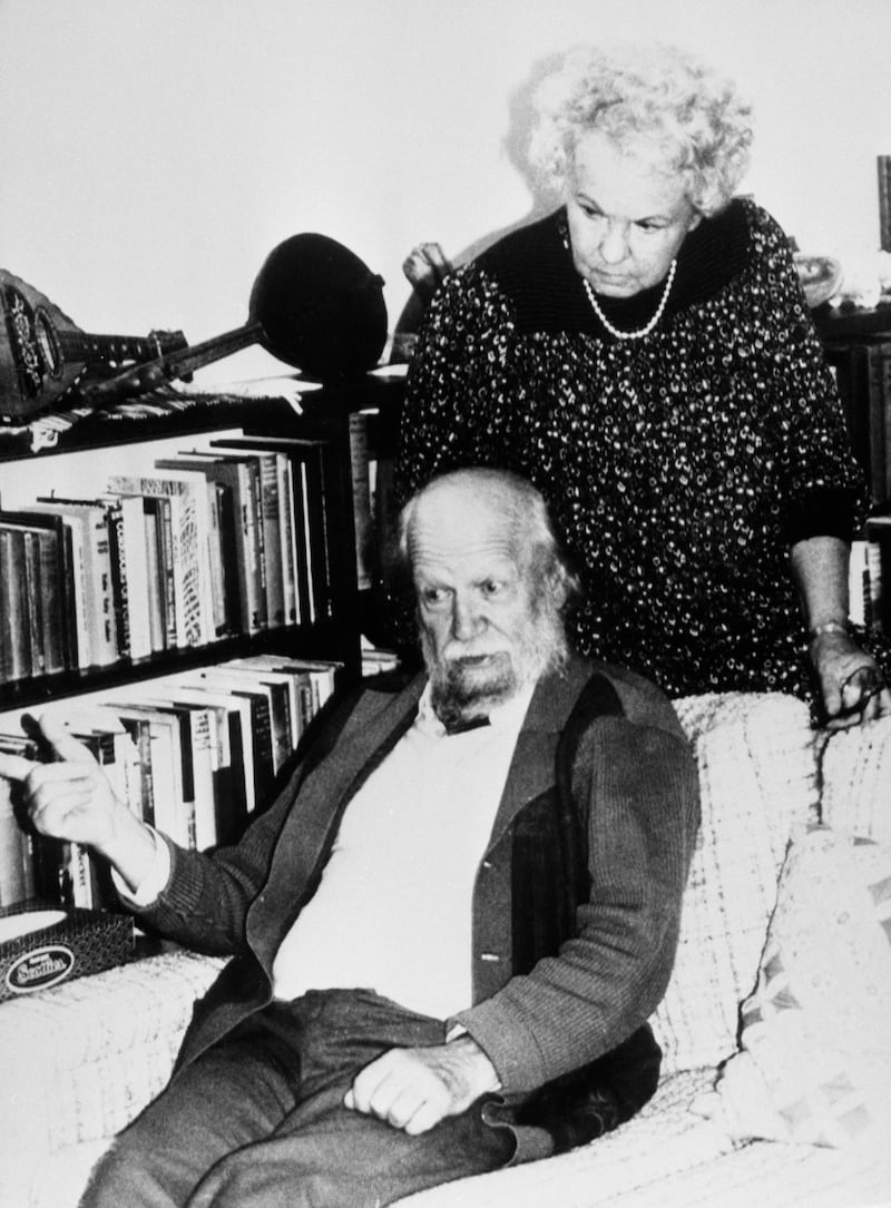 British writer William Golding with his wife.