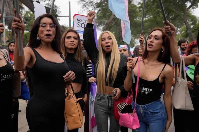 Members of the LGBTQ+ community protested outside Peru’s Health Ministry (AP Photo/Martin Mejia)