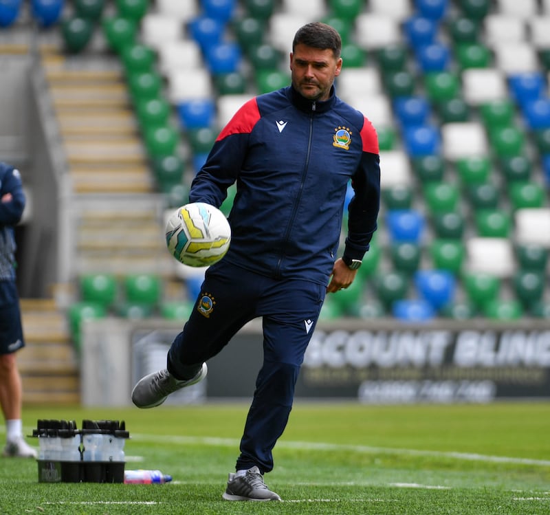 Linfield boss David Healy at Saturday afternoon's clash against Dungannon Swifts at Windsor Park